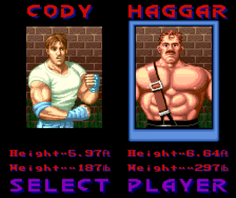 Final Fight su Super Nintento senza il buon Guy