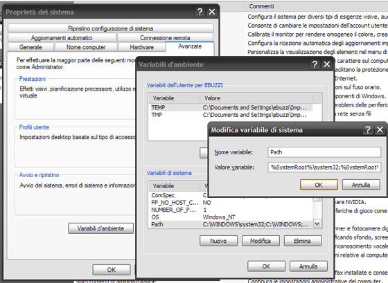  Windows XP path sistema